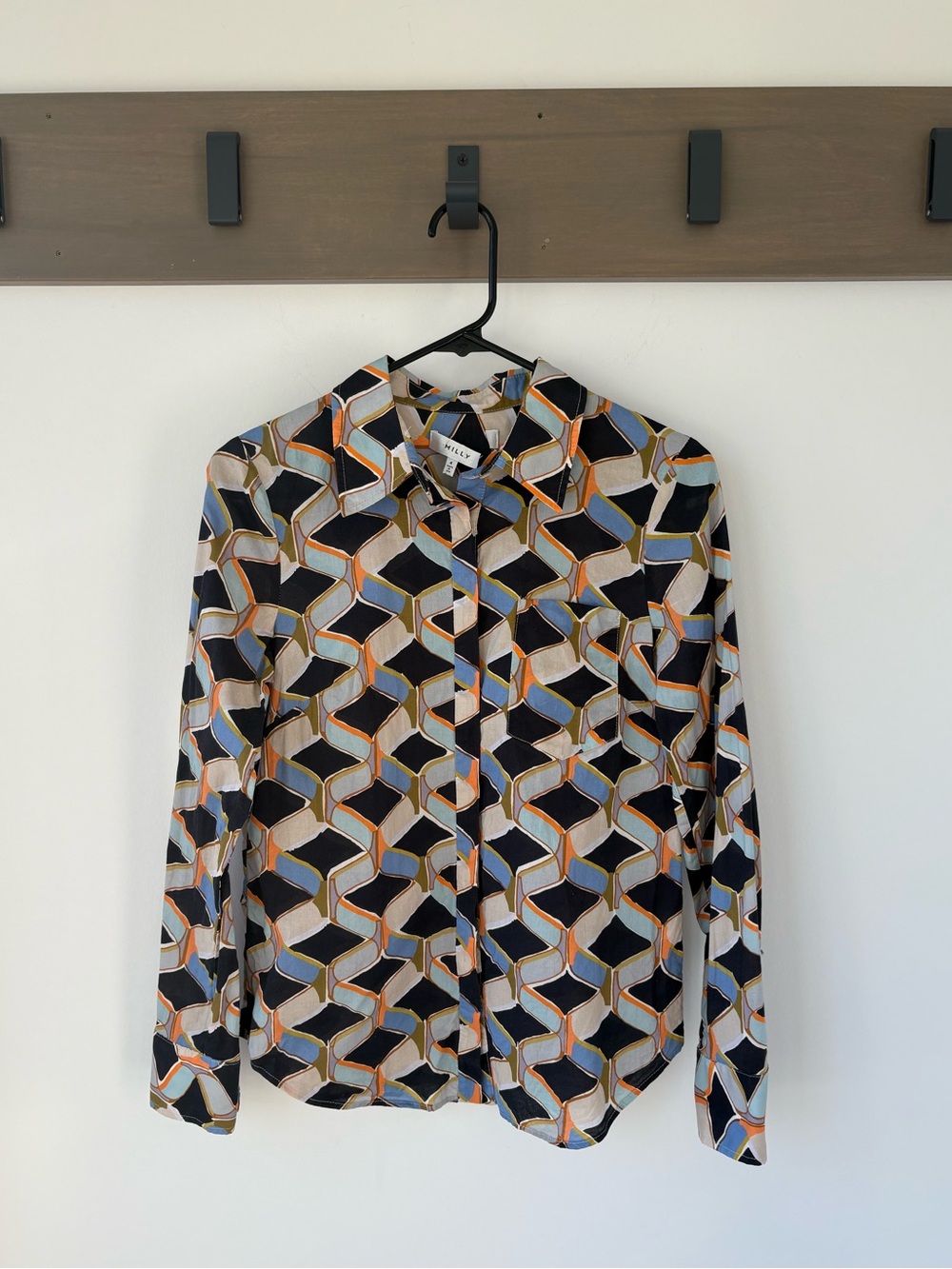 Milly Geometric Print Button Down Shirt | Size 4 | 100% Cotton | Business casual